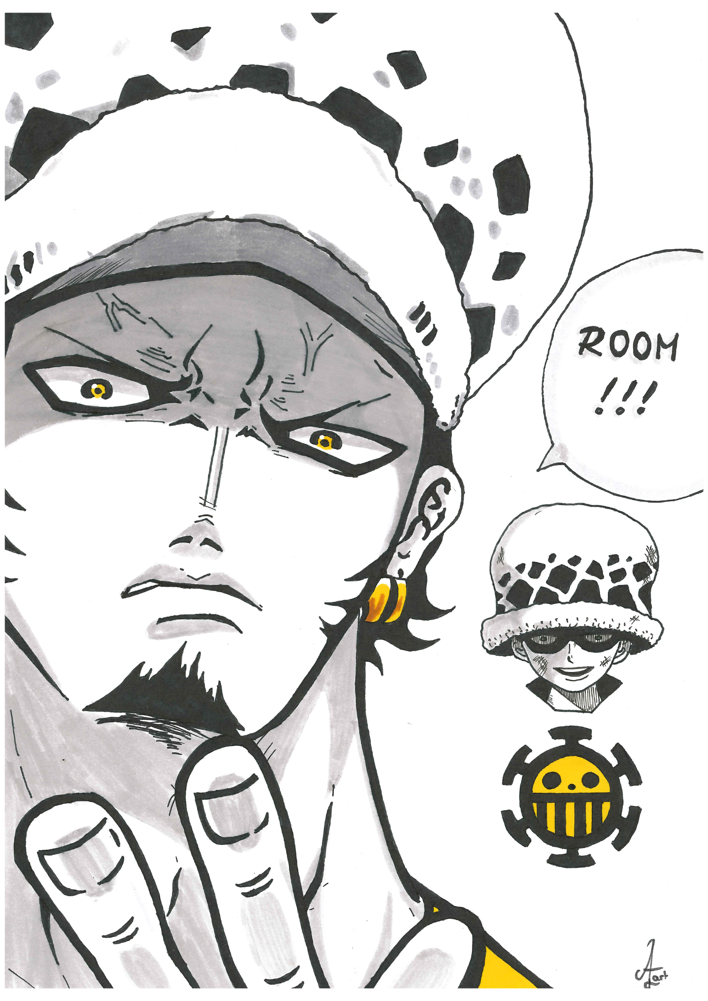 ArtWork - One Piece - Don Quichotte Rossinante & Trafalgar Law - 24 exemplaires (Illustrateur : @AJ76.Art)