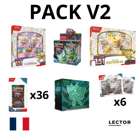 PACK V2 : 1 Coffret Alakazam EX 151 + 1 Coffret Electhor EX 151 + 1 Display EV6 + 1 ETB EV6 + 36 blisters EV6 + 12 Tripacks EV6