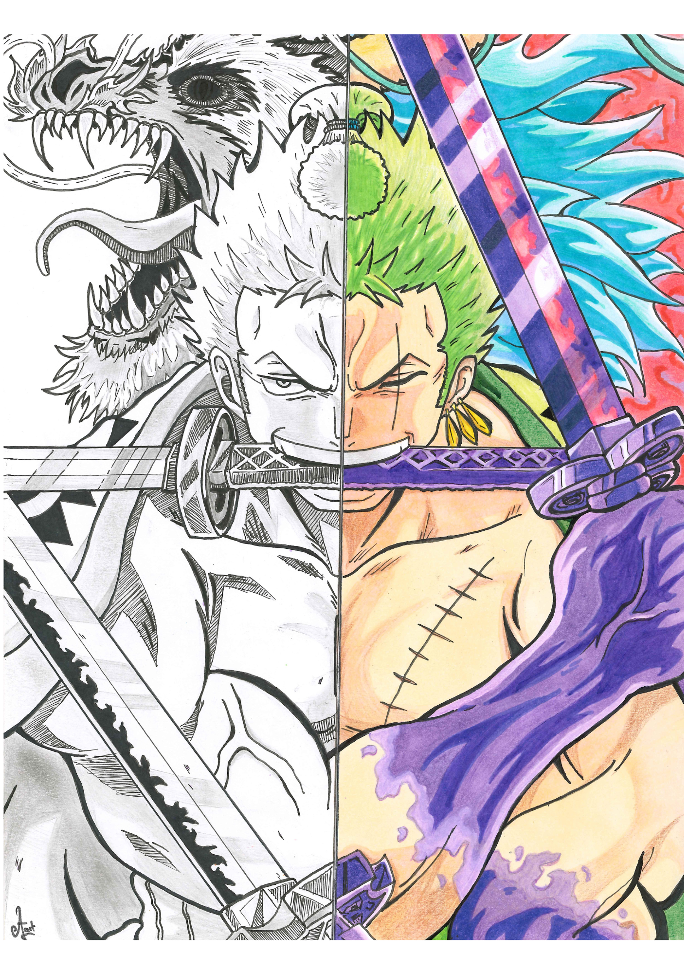 ArtWork - One Piece - Roronoa Zoro- 24 exemplaires (Illustrateur : @AJ76.Art)